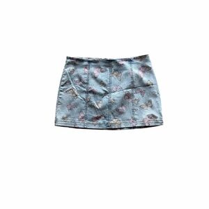 Y2k style butterfly print denim skirt